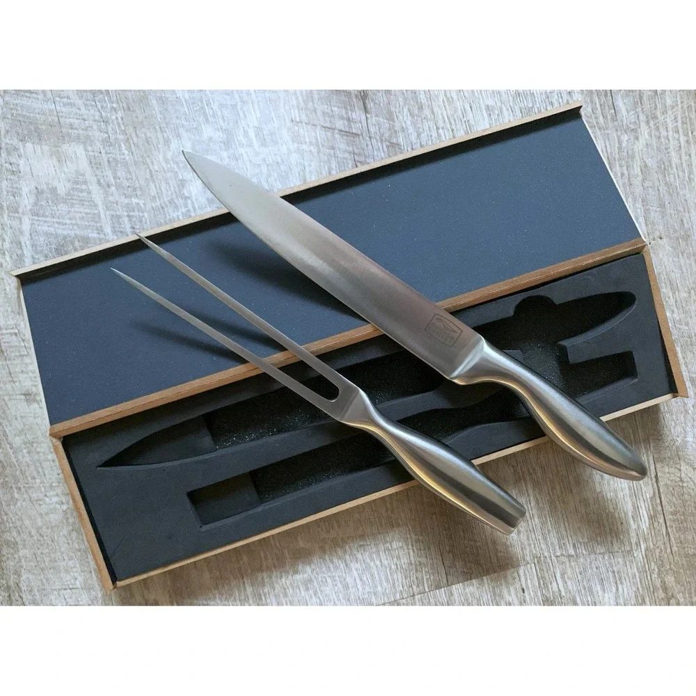 CHICAGO CUTLERY Landmark Prof Stainless Carving Knife Fork Sleek Mod Design *NOS